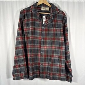 LL Bean Grey Stewart Tartan Scotch Plaid Flannel Pajama Shirt Mens S NWT 500244